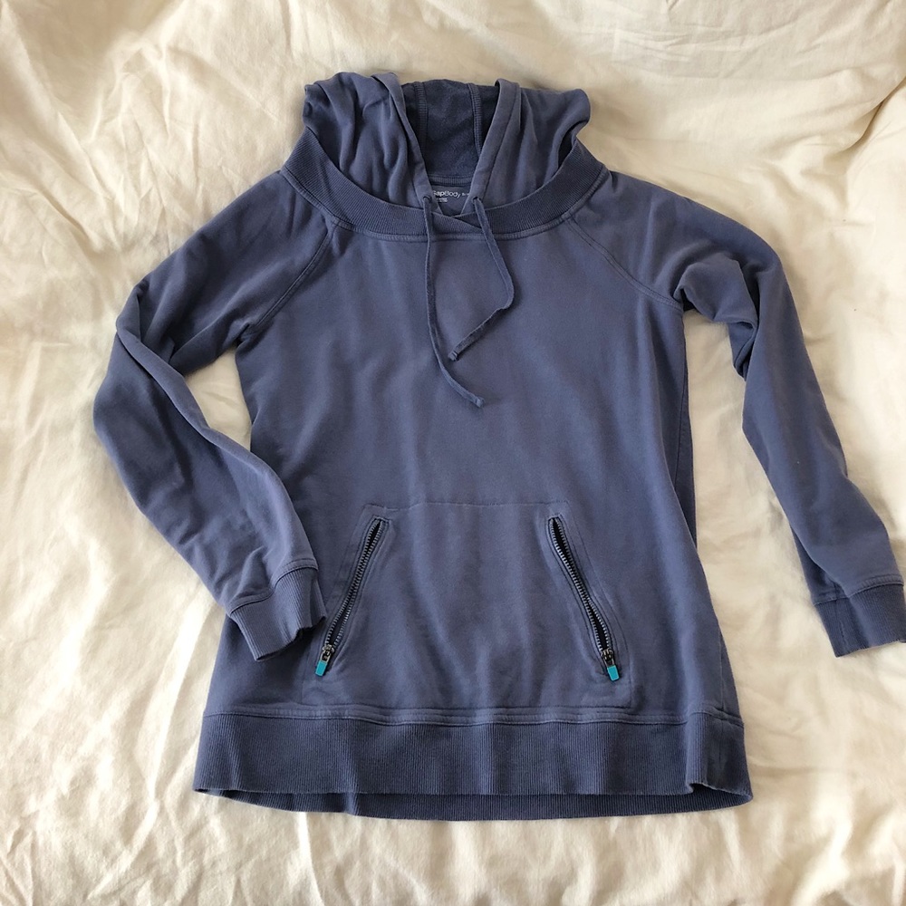 Blue Grey Gap Body Comfy Hoodie with Pockets